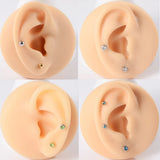 12 Pairs Surgical Steel Crystal Ear Piercing Studs Mixed Colors & Pearl 2