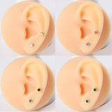 12 Pairs Surgical Steel Crystal Ear Piercing Studs Mixed Colors & Pearl 2
