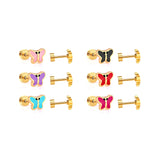 12 Pairs Stainless Steel Colorful Earrings Women