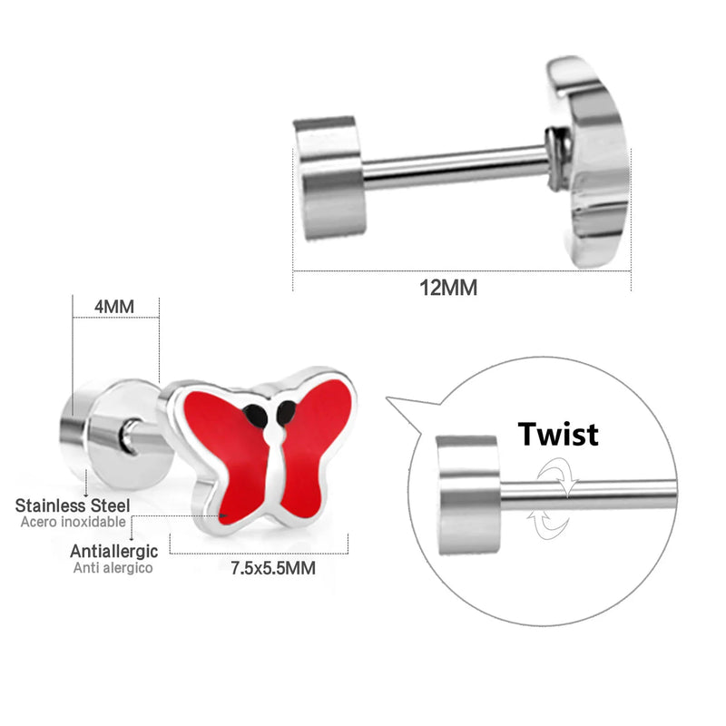 12 Pairs Stainless Steel Colorful Earrings Women