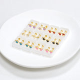 12 Pairs Stainless Steel Colorful Earrings Women