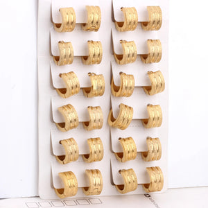 12 Pairs Gold/Silver Stainless Steel Hoop Earrings Punk Ear Stud