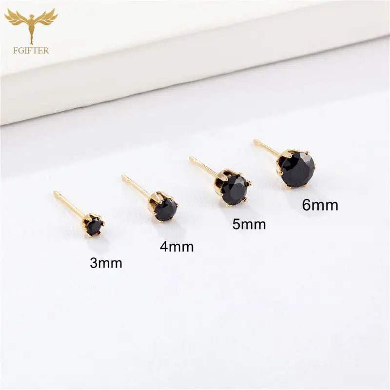 12 Pairs Zircon Stud Earrings Set Stainless Steel Piercing Jewelry