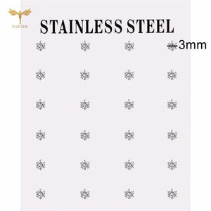 12 Pairs CZ Zircon Earrings Set Stainless Steel Ear Piercing Stud