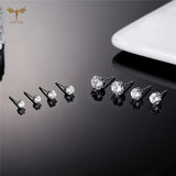 12 Pairs CZ Zircon Earrings Set Stainless Steel Ear Piercing Stud