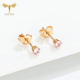 12 Pairs 3mm Pink Zircon Earrings Set Crystal Stud Earings Stainless Steel