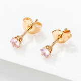 12 Pairs 3mm Pink Zircon Earrings Set Crystal Stud Earings Stainless Steel
