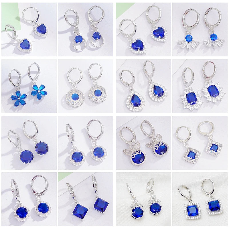 Dark Zircon Small Earrings for Women - 12 Pairs/Lot