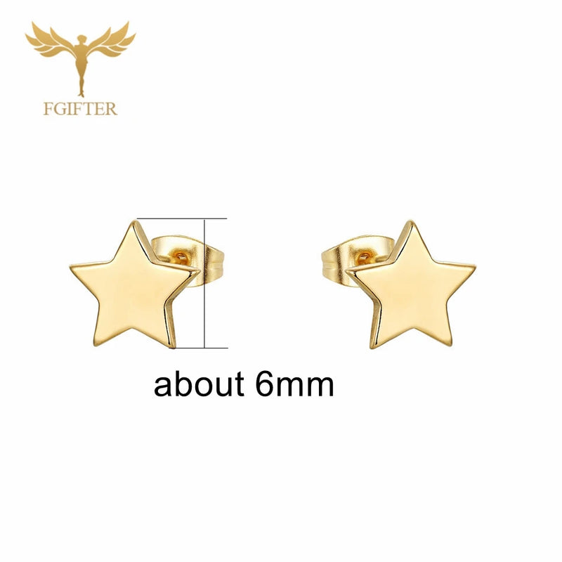 12 Pairs Stainless Steel Earrings Set Women Teen Piercing Star Ear Stud Jewelry