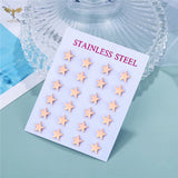 12 Pairs Stainless Steel Earrings Set Women Teen Piercing Star Ear Stud Jewelry