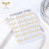12 Pairs Crocodile Earrings Set Stainless Steel Ear Piercing Jewelry
