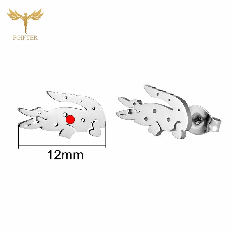 12 Pairs Crocodile Earrings Set Stainless Steel Ear Piercing Jewelry