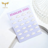12 Pairs Crocodile Earrings Set Stainless Steel Ear Piercing Jewelry