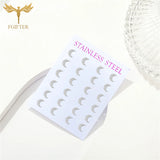 12 Pairs Matte Golden Moon Earrings Set Stainless Steel Women Small Studs