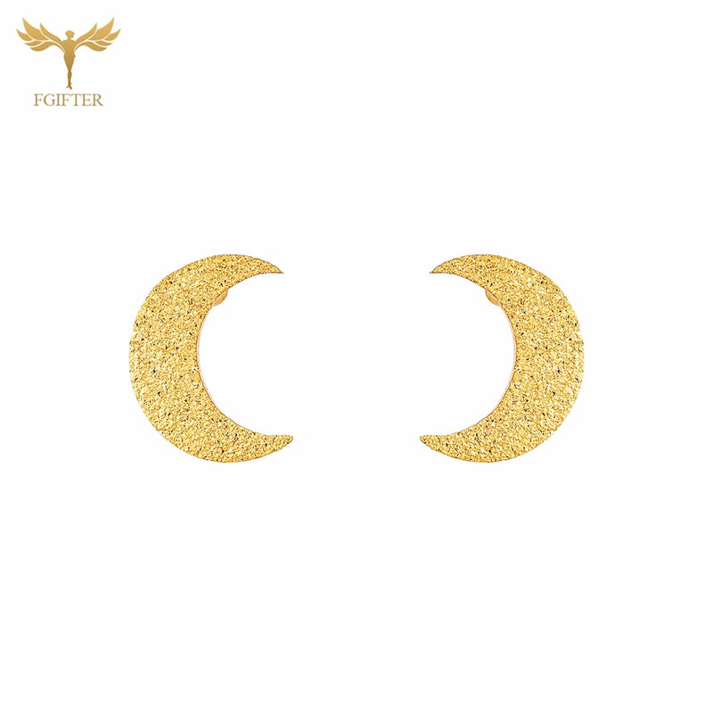 12 Pairs Matte Golden Moon Earrings Set Stainless Steel Women Small Studs