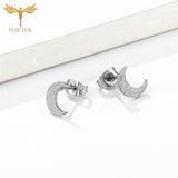 12 Pairs Matte Golden Moon Earrings Set Stainless Steel Women Small Studs