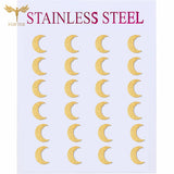 12 Pairs Matte Golden Moon Earrings Set Stainless Steel Women Small Studs