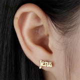 12 Pairs Stainless Steel Cross Jesus Ear Studs Set Piercing Jewelry