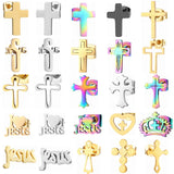 12 Pairs Stainless Steel Cross Jesus Ear Studs Set Piercing Jewelry