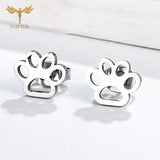 12 Pairs Stainless Steel Stud Earrings Set Animal Dog Cat Paw Jewelry Silver