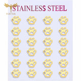 12 Pairs Stainless Steel Stud Earrings Set Animal Dog Cat Paw Jewelry Silver