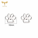 12 Pairs Stainless Steel Stud Earrings Set Animal Dog Cat Paw Jewelry Silver