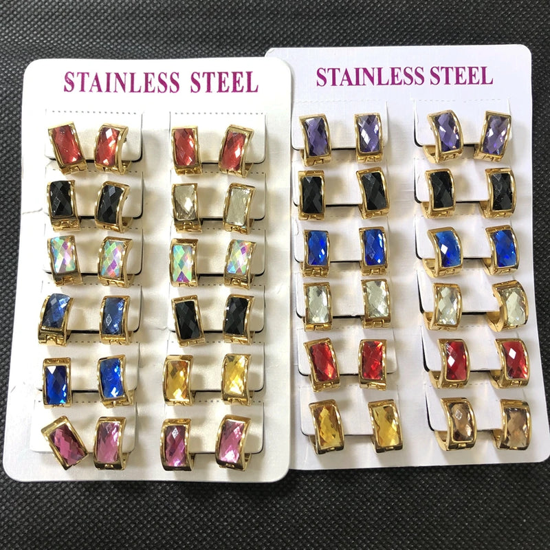 12 Pairs Small Stainless Steel Circle Hoop Earrings for Women