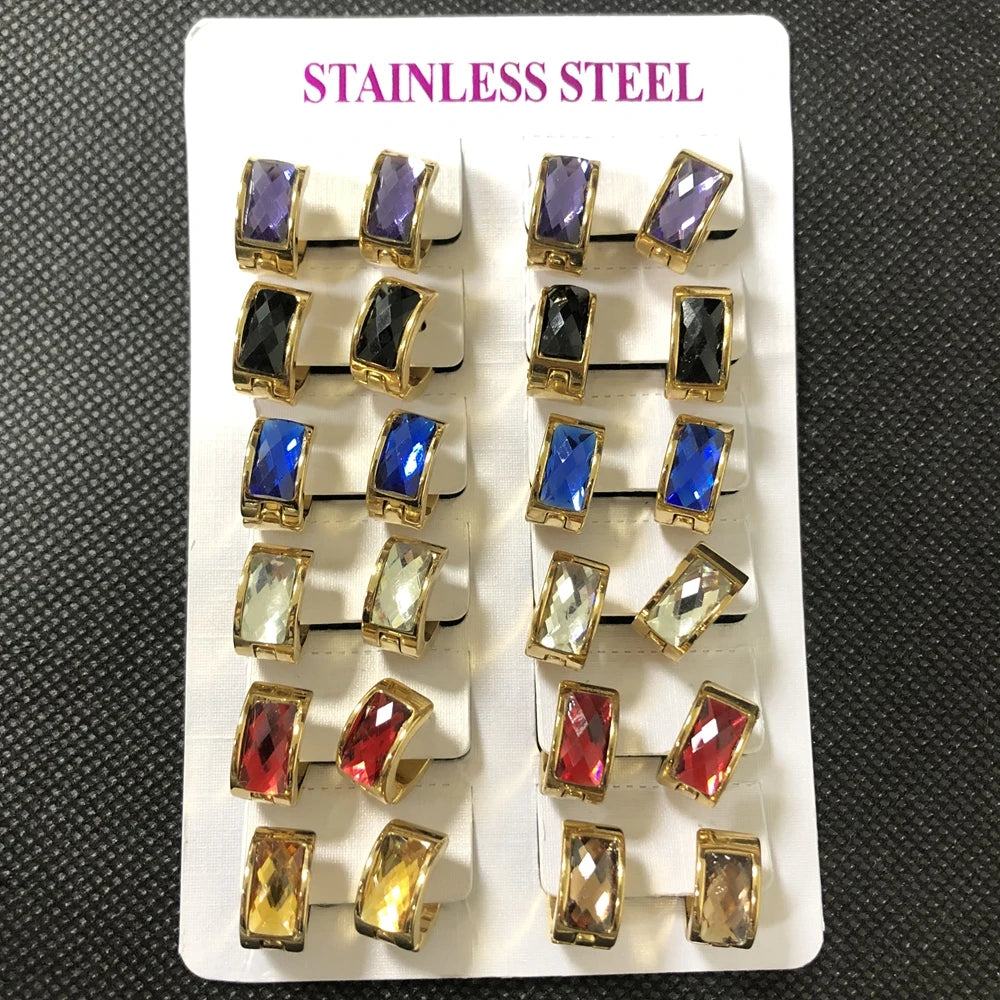 12 Pairs Small Stainless Steel Circle Hoop Earrings for Women
