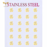 12 Pairs Chinese Characters Stud Earrings Golden Stainless Steel Jewelry