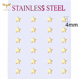 12 Pairs Golden Star Earrings Set Small Ear Studs Stainless Steel