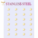 12 Pairs Golden Star Earrings Set Small Ear Studs Stainless Steel