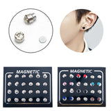 12 Pairs Magnetic Care Ear Stud Earrings Non Piercing Jewelry No Ear Hole Gift