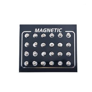 12 Pairs Magnetic Care Ear Stud Earrings Non Piercing Jewelry No Ear Hole Gift