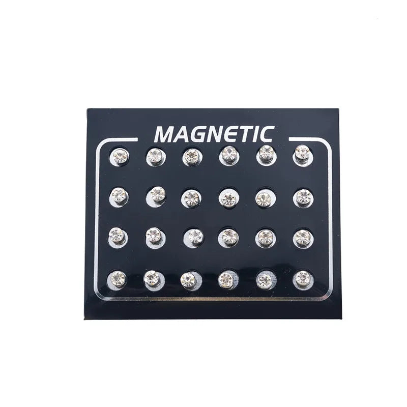 12 Pairs Magnetic Care Ear Stud Earrings Non Piercing Jewelry No Ear Hole Gift