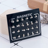 12 Pairs Magnetic Care Ear Stud Earrings Non Piercing Jewelry No Ear Hole Gift