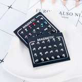 12 Pairs Magnetic Care Ear Stud Earrings Non Piercing Jewelry No Ear Hole Gift