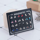 12 Pairs Magnetic Care Ear Stud Earrings Non Piercing Jewelry No Ear Hole Gift