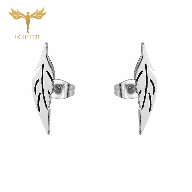 12 Pairs Thin Leaf Earrings Set Stainless Steel Studs Girls Women Ear Piercing