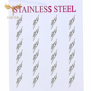 12 Pairs Thin Leaf Earrings Set Stainless Steel Studs Girls Women Ear Piercing