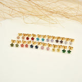 12 Pairs Star CZ Stud Earring Set, Birthstone Earrings for Women