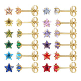 12 Pairs Star CZ Stud Earring Set, Birthstone Earrings for Women