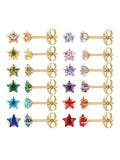 12 Pairs Star CZ Stud Earring Set, Birthstone Earrings for Women