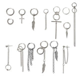 12 Pairs Titanium Steel Statement Earrings Set
