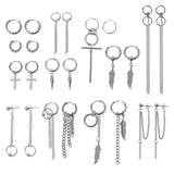 12 Pairs Titanium Steel Statement Earrings Set