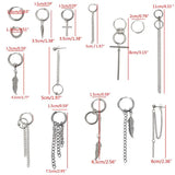 12 Pairs Titanium Steel Cross Feather Earrings Set