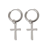 12 Pairs Titanium Steel Kpop Cross Feather Earrings Set