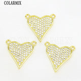 12 Pcs 18k Plated Zircon Heart Charms for Jewelry Making Pendant