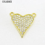 12 Pcs 18k Plated Zircon Heart Charms for Jewelry Making Pendant
