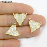 12 Pcs 18k Plated Zircon Heart Charms for Jewelry Making Pendant