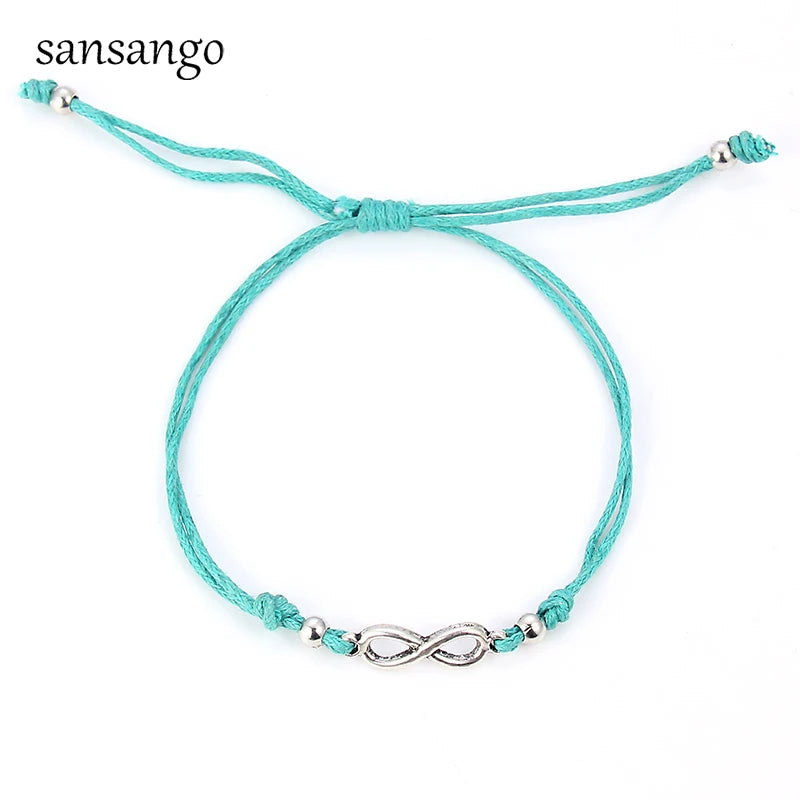 12 Pcs Antique Silver Infinity Cord Bracelet Adjustable Bangle Birthday Gift